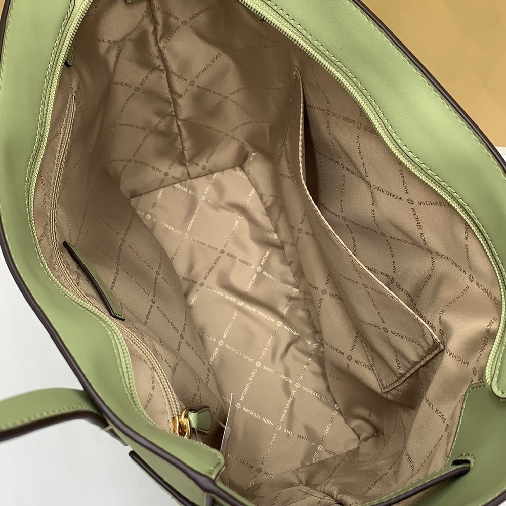 MICHAEL KORS CARMEN LARGE NORTH SOUTH TOTE LIGHT SAGE COLOR - Picture 9 of 15